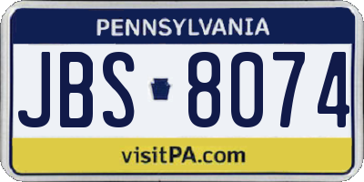 PA license plate JBS8074