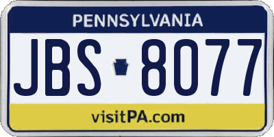 PA license plate JBS8077