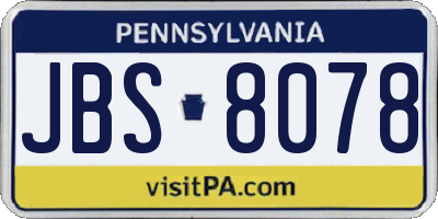 PA license plate JBS8078