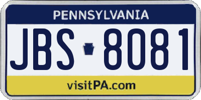 PA license plate JBS8081