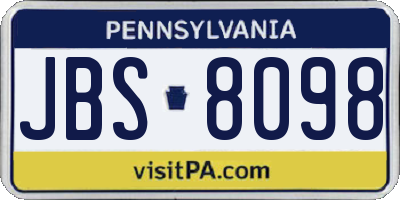 PA license plate JBS8098