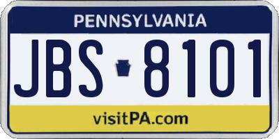 PA license plate JBS8101