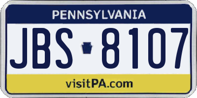 PA license plate JBS8107