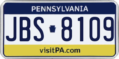 PA license plate JBS8109