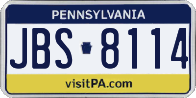 PA license plate JBS8114