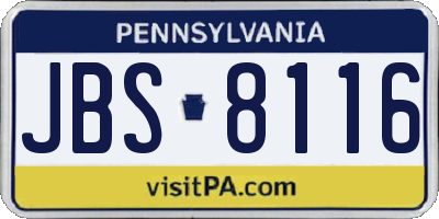 PA license plate JBS8116