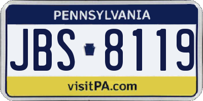 PA license plate JBS8119