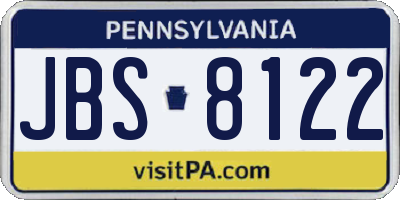 PA license plate JBS8122