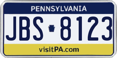 PA license plate JBS8123