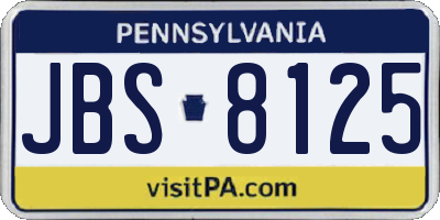 PA license plate JBS8125