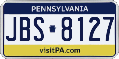PA license plate JBS8127