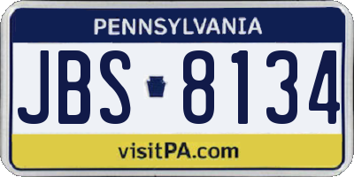 PA license plate JBS8134