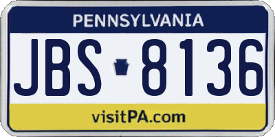 PA license plate JBS8136