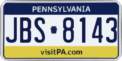 PA license plate JBS8143