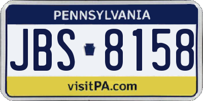 PA license plate JBS8158