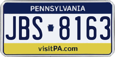 PA license plate JBS8163