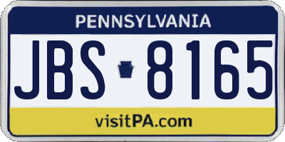 PA license plate JBS8165