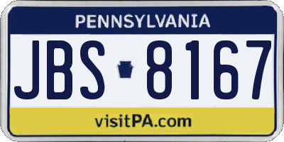 PA license plate JBS8167