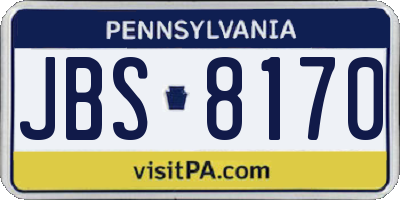 PA license plate JBS8170