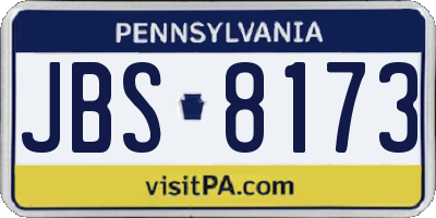 PA license plate JBS8173