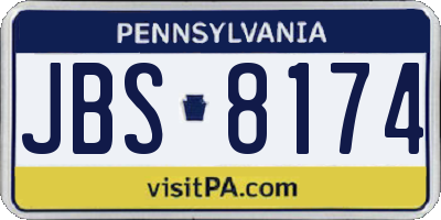 PA license plate JBS8174