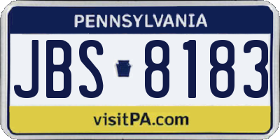 PA license plate JBS8183