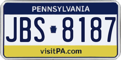 PA license plate JBS8187