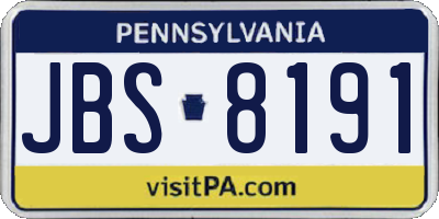 PA license plate JBS8191