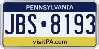 PA license plate JBS8193