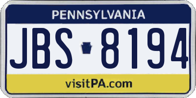 PA license plate JBS8194