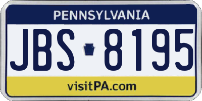 PA license plate JBS8195