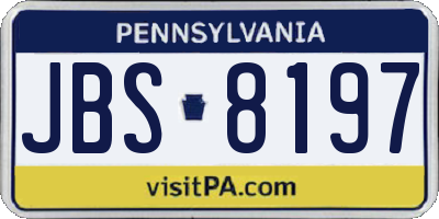 PA license plate JBS8197