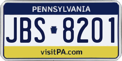 PA license plate JBS8201