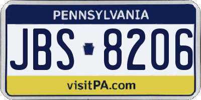 PA license plate JBS8206