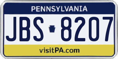 PA license plate JBS8207