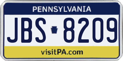 PA license plate JBS8209