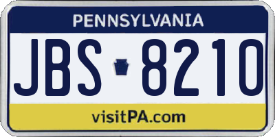 PA license plate JBS8210