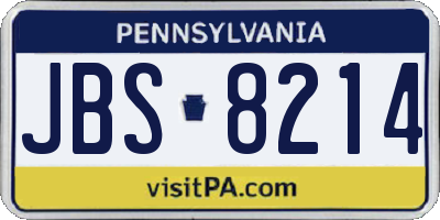PA license plate JBS8214