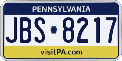 PA license plate JBS8217