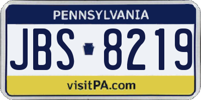 PA license plate JBS8219