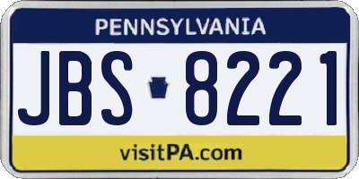PA license plate JBS8221