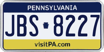 PA license plate JBS8227