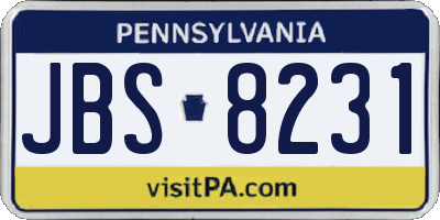 PA license plate JBS8231