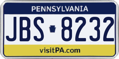 PA license plate JBS8232