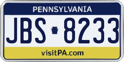 PA license plate JBS8233