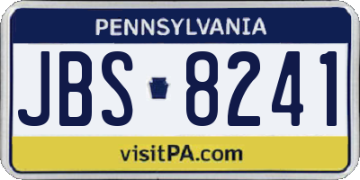 PA license plate JBS8241