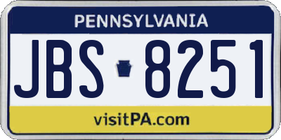 PA license plate JBS8251