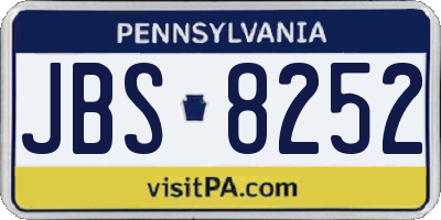 PA license plate JBS8252