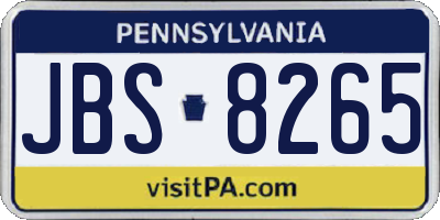 PA license plate JBS8265