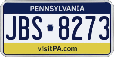 PA license plate JBS8273